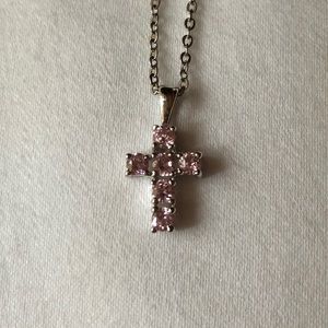 Little pink cross necklace